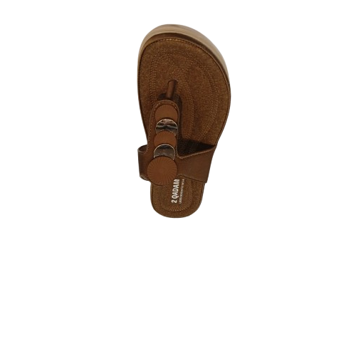 Brown sandal with a thong design on a white background